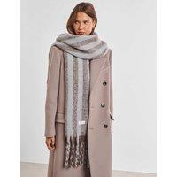 Katie Loxton Brushed Striped Tassel Scarf Brown Mix
