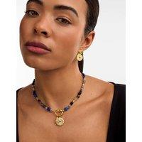 Katie Loxton Short Gold Coated Blue Gemstone Necklace Gold Mix