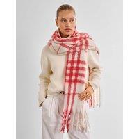 Katie Loxton Brushed Checked Tassel Scarf Red Mix