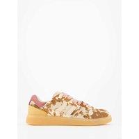 Coolway Goal Suede Cow Print Trainers Beige Mix