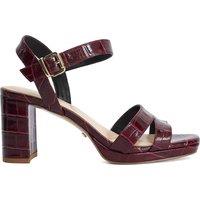 Dune London Leather Block Heel Sandals Burgundy