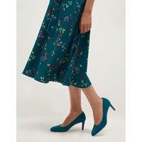 HOBBS Suede Kitten Heel Court Shoes Blue