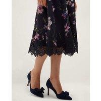 HOBBS Suede Bow Kitten Heel Court Shoes Blue