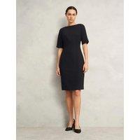 HOBBS Crepe Knee Length Tailored Shift Dress Black