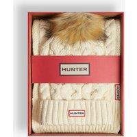 Hunter Cable Knit Beanie And Scarf Gift Set Cream