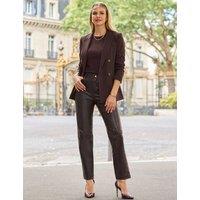 SOSANDAR Double Breasted Longline Blazer Brown