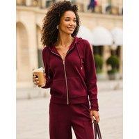 SOSANDAR Jersey Zip Up Hoodie Burgundy