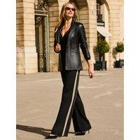 SOSANDAR Side Stripe Wide Leg Trousers Black Mix