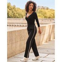 SOSANDAR Side Stripe Barrel Leg Trousers Black Mix
