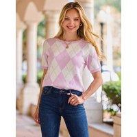 SOSANDAR Argyle Knitted Top Light Pink Mix