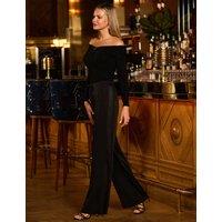 SOSANDAR Satin Side Stripe Wide Leg Trousers Black Mix