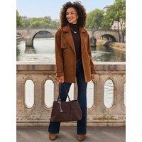 SOSANDAR Faux Suede Tote Bag Brown