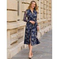SOSANDAR Paisley Metallic Belted Midaxi Shirt Dress Navy Mix