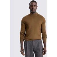 MOSS Merino Wool Rich High Neck Jumper Brown