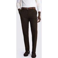MOSS Slim Fit Striped Stretch Suit Trousers Brown Mix