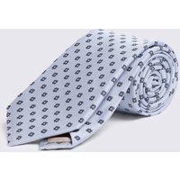 MOSS Floral Geometric Pure Silk Tie Medium Blue Mix