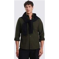 MOSS Pure Cotton Washed Oxford Shirt Dark Green
