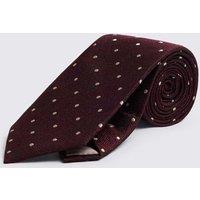 MOSS Polka Dot Pure Silk Tie Burgundy Mix