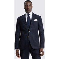 MOSS Tailored Fit Striped Stretch Suit Jacket Navy Mix