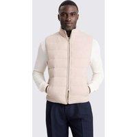MOSS Flannel Padded Funnel Neck Zip Up Gilet Oatmeal
