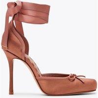 Steve Madden Satin Bow Lace Up Stiletto Heel Shoes Tan