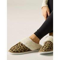 Regatta Tulsy Leopard Print Mule Slippers Brown Mix