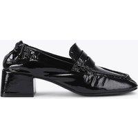 Steve Madden Leather Patent Block Heel Square Toe Loafers Black