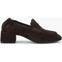 Steve Madden Suede Block Heel Square Toe Loafers Brown