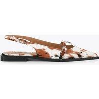 Steve Madden Suede Animal Print Flat Slingback Shoes Brown