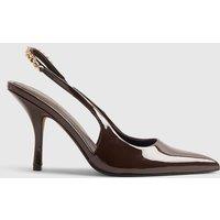 River Island Stiletto Pointed Slingback Shoes Brown