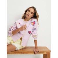 River Island Embroidered Crew Neck Button Front Cardigan Pink Mix