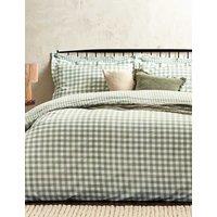 YARD Washed Cotton Barton Gingham Bedding Set Dark Green Mix