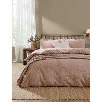 YARD Hebden Pure Cotton Seersucker Bedding Set Soft Pink