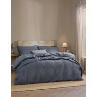 YARD Pure Cotton Percale Hebden Waffle Bedding Set Blue Denim