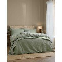 YARD Pure Cotton Percale Hebden Waffle Bedding Set Olive
