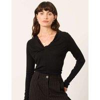 FatFace Twist Front Relaxed Top with Wool Black
