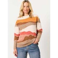 FatFace Wool Blend Abstract Jumper Natural Mix