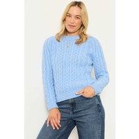 FatFace Cotton Rich Cable Knit Jumper Chambray