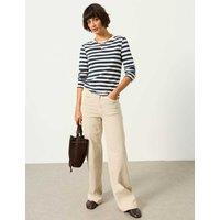 FatFace Cotton Rich Striped Slim Fit Top Navy Mix