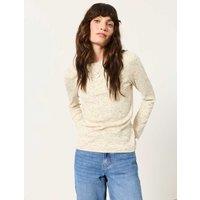 FatFace Cotton Rich Printed T-Shirt Ivory Mix