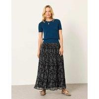 FatFace Floral Pleated Maxi Skirt Black Mix