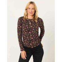 FatFace Floral Ruched Top Brown Mix