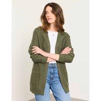 FatFace Cotton Rich Edge to Edge Longline Cardigan Olive