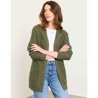 FatFace Cotton Rich Edge to Edge Longline Cardigan Olive