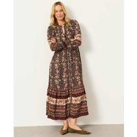 FatFace Floral Blouson Sleeve Maxi Tea Dress Black Mix