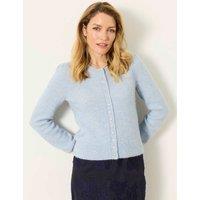 FatFace Wool Blend Button Front Cardigan Light Blue