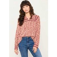 FatFace Floral Notch Neck Blouse Pink Mix