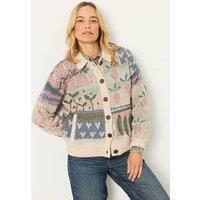 FatFace Wool Blend Collared Cardigan Natural Mix