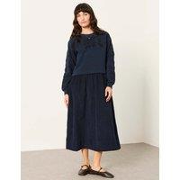FatFace Cord 2-in-1 Midi Jumper Dress Navy