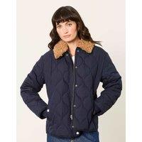 FatFace Cotton Rich Textured Cropped Jacket Navy Mix